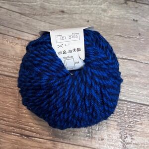 GGH Davos-Mouline Merino Wool Blend Yarn Blue Color 107 Made in Italy 50g 87m